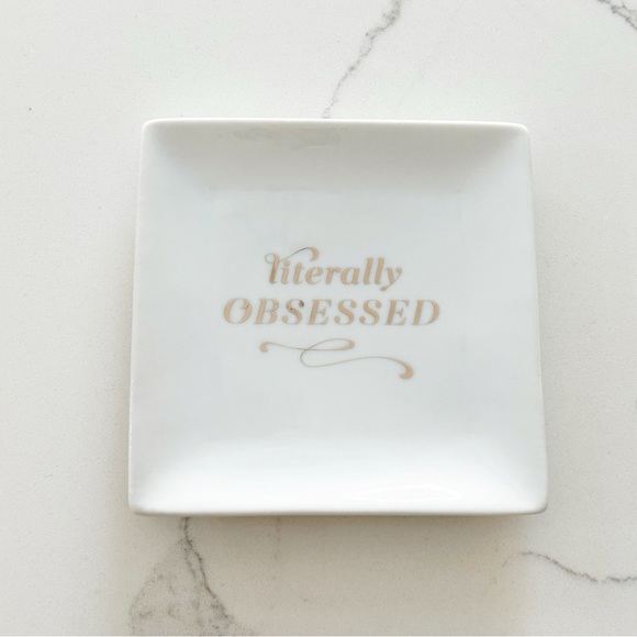 FRINGE Jewelry Storage Glass Tray Dish Square White with Gold Accent - Picture 5 of 5